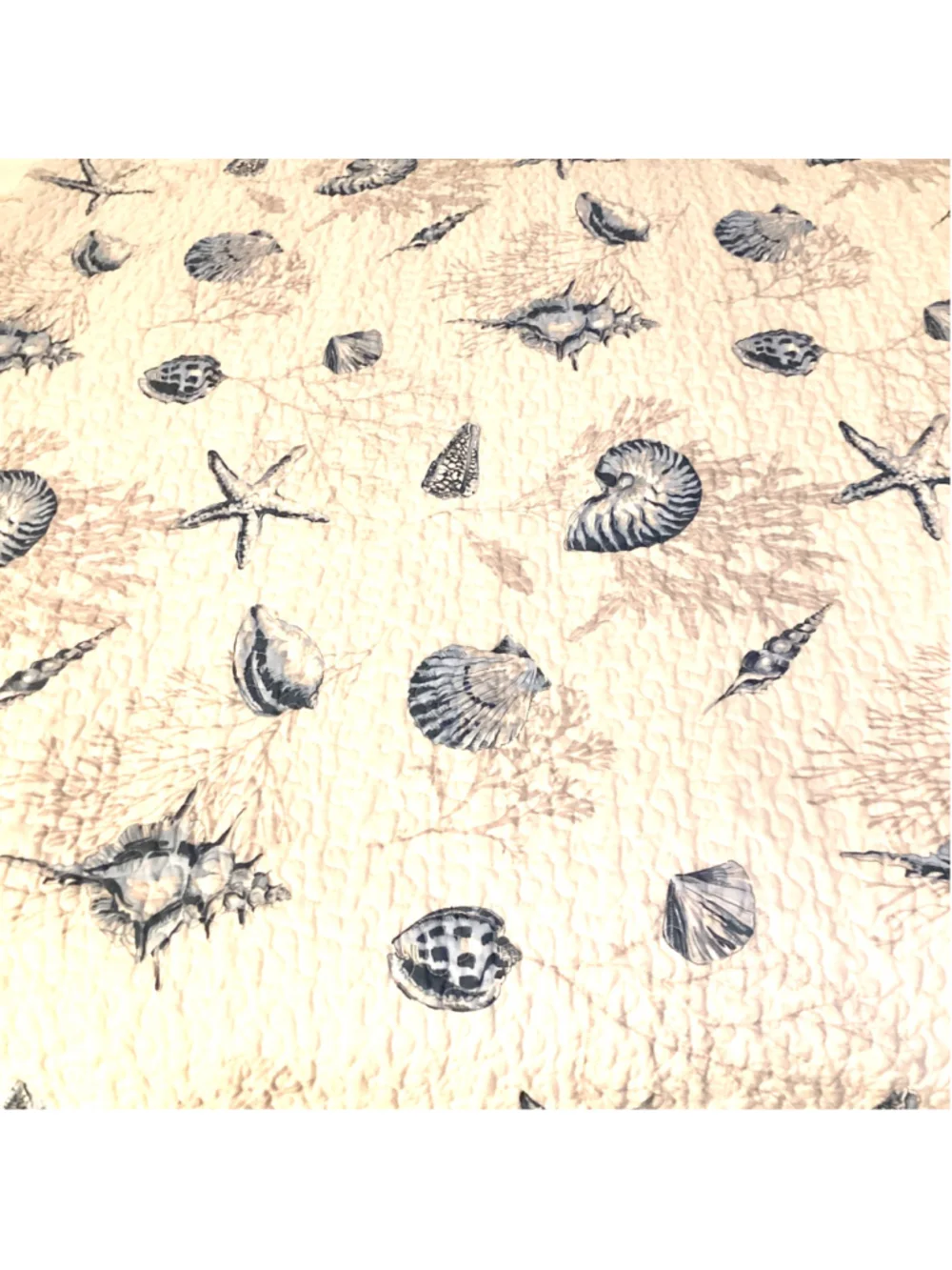 Nautical Coastal King Quilt & Shams Shell Starfish Pattern Blue Reversible - Picture 5 of 15